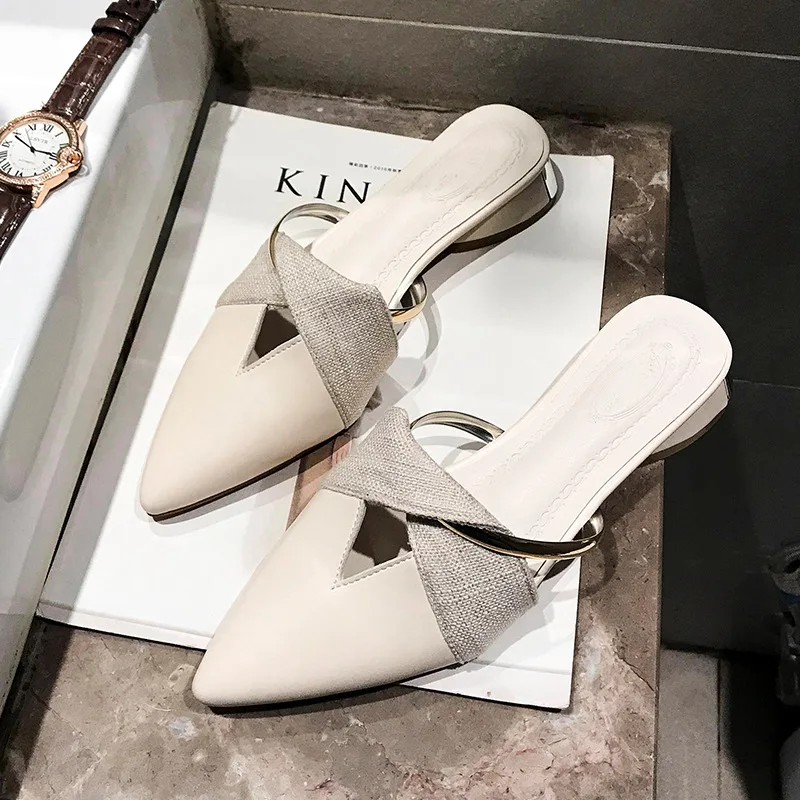 Mules elegantes de tacón para mujer, sandalias sexys de punta estrecha sin cordones, zapatos de ocio y oficina, novedad de verano