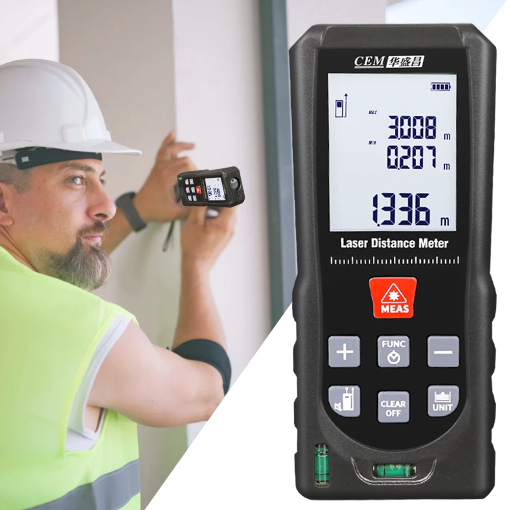 

High Accuracy Laser Distance Measure LDM120E Laser Tape Measure 394ft Compact Laser Measurement Tool 120m, 2 Bubble Levels