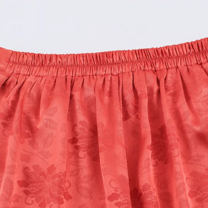 Lässiger Feder-Patchwork-Hemd-Hosen-Anzug für Damen, Langarm, bedruckt, V-Ausschnitt, lockerer Mantel, weit geschnittene Hosen, Set 2026, Herbst, Neu für Damen – Detail 4