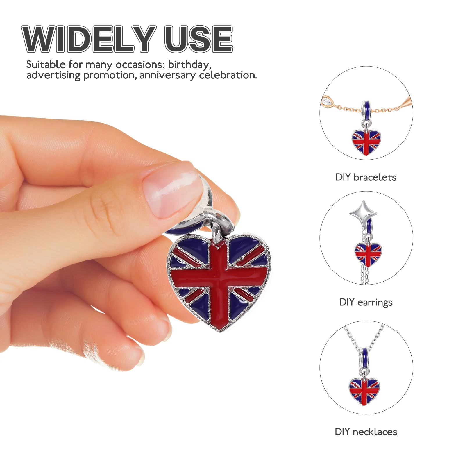 10pcs British Flag Bracelet Women Hand Jewelry Unique Design Alloy Chain Union Jack Charm Patriotic Beads For Birthday