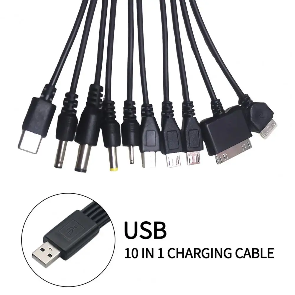 10-in-1 Multi-Device Charging Cable 23cm PVC Tangle-Free Cord Universal High Toughness Data Cable for Most Phone