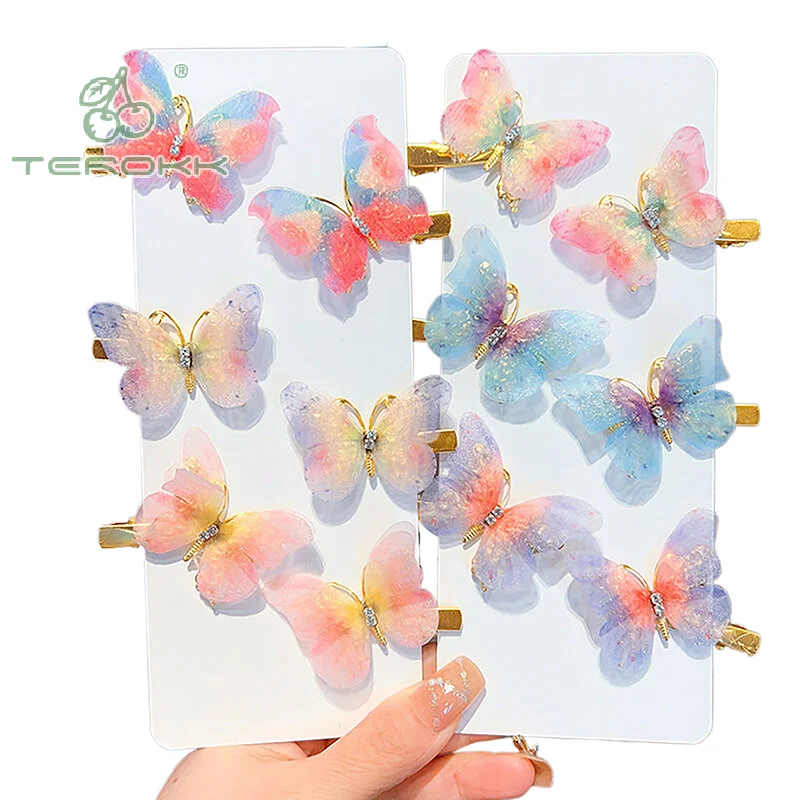 

2Pcs Fashion Temperament Butterfly Baby Girls Hairpins Cute Hair Clips Kids Headwear Children Hair Accessories