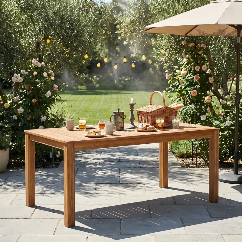 

Topmax Outdoor Rectangular Wooden Dining Table, 67" Natural Finish for Poolside Backyard Garden Indoor/Outdoor Use