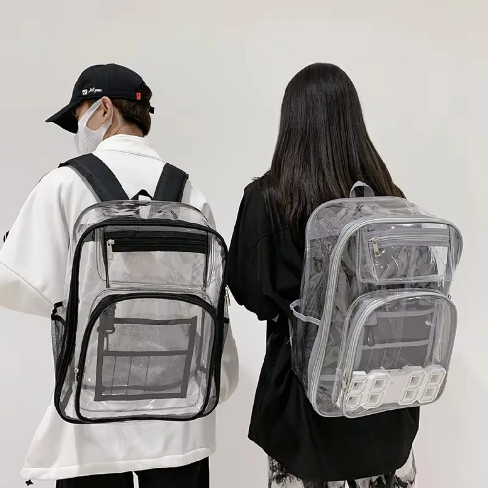 2024 Transparent PVC Bag Waterproof Backpack Unisex Large Capacity Backpack Solid Clear Backpack Couple Fashion Bagback Designer