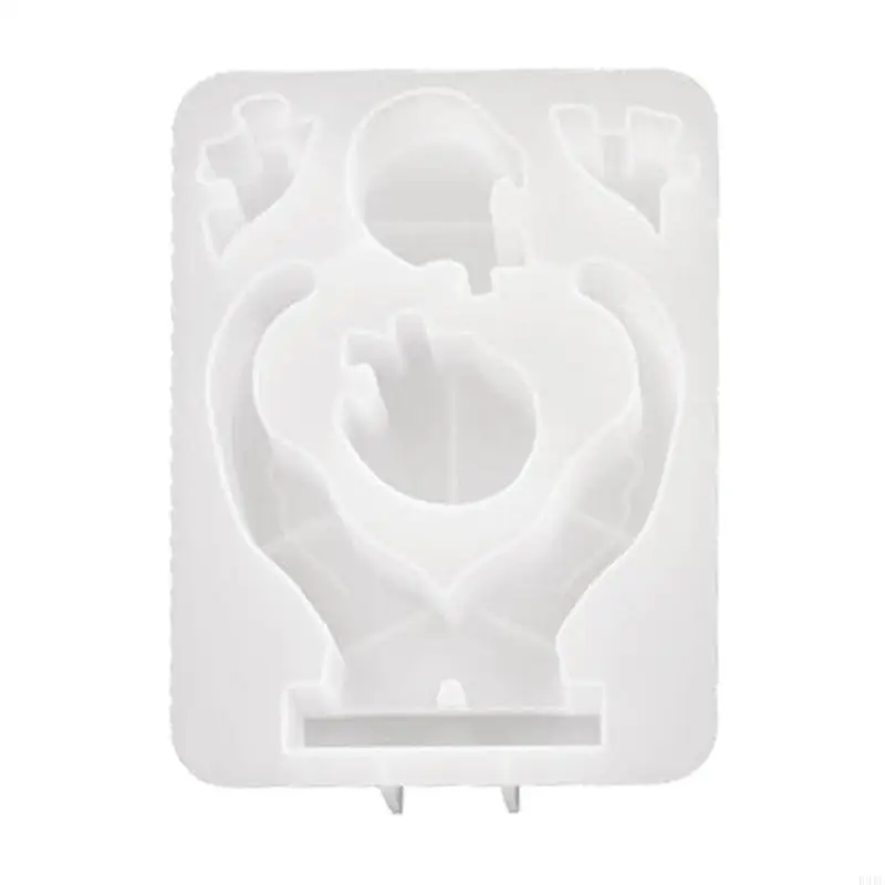 R3MC Hands Holding Heart Puzzle Silicone Mold DIY Epoxy Mold Ornaments Making Mould