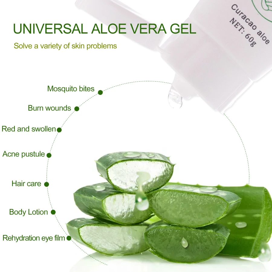 3/5Pcs Universal Aloe Vera Gel Pure Natural Whitening and Moisturizing Acne Removing Soothing Repairing Skin Cream 60G