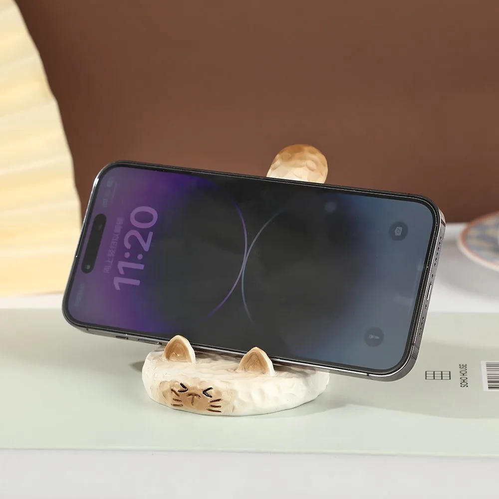 

Держатель для телефона в виде кошки, декоративное изделие из смолы, креативный и милый, для гостиной, спальни, офиса, подставка