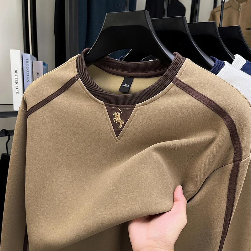 Original Design Men's O-Neck Long Sleeve Pullover Hoodie Autumn New Arrival Horse Embroid Breathable Versatile Casual Men's Wear