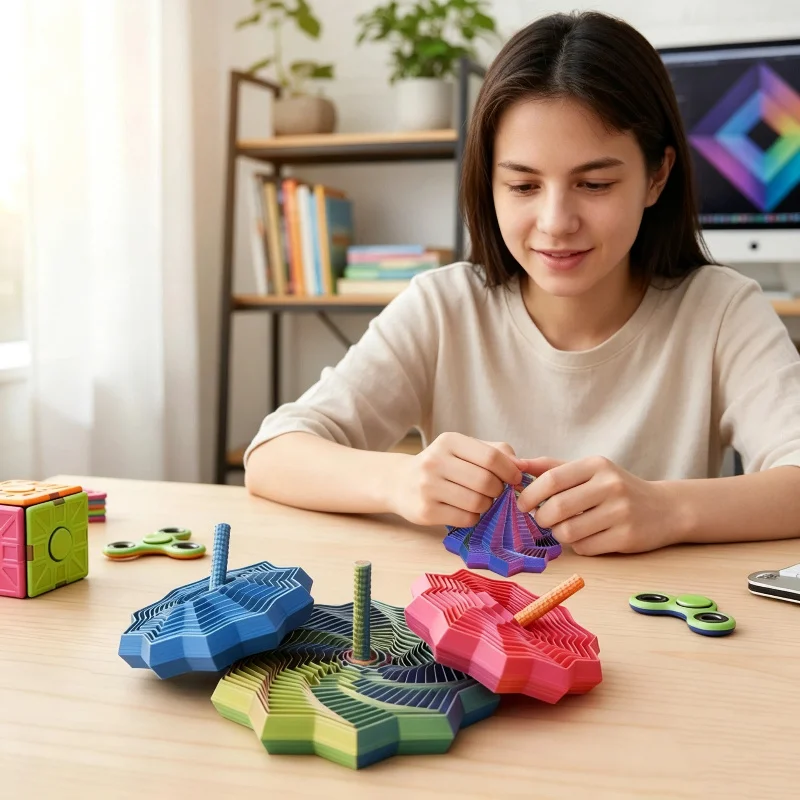 3d Printing Radish Tower Polygon Spiral Stereo Soothing Fidgety Decompression Artifact With  Handle  Fingertip Star  Toy