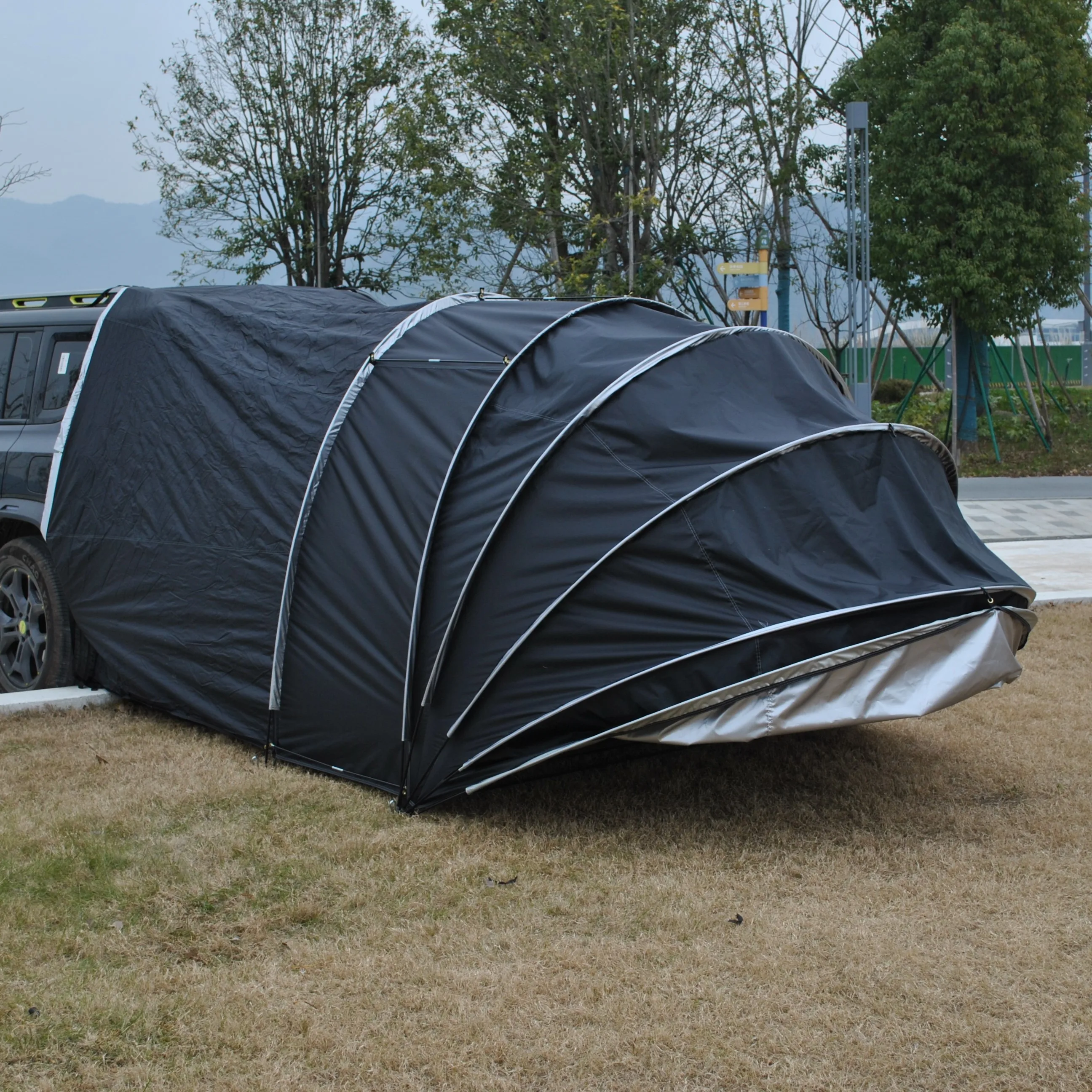 3 Person Vehicle Tail Tent Waterproof, 2 Rooms Portable Car Tail Tent, Foldable Car Tail Tent,Outdoor Events Back Of Car Tent