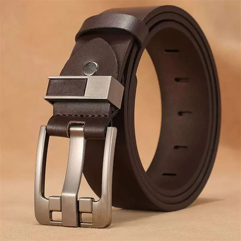 Leather Men\'s Belt Fashion Metal Alloy Pin Buckle Adult Luxury Brand Jeans Business Casual Waist Male Strap Brand