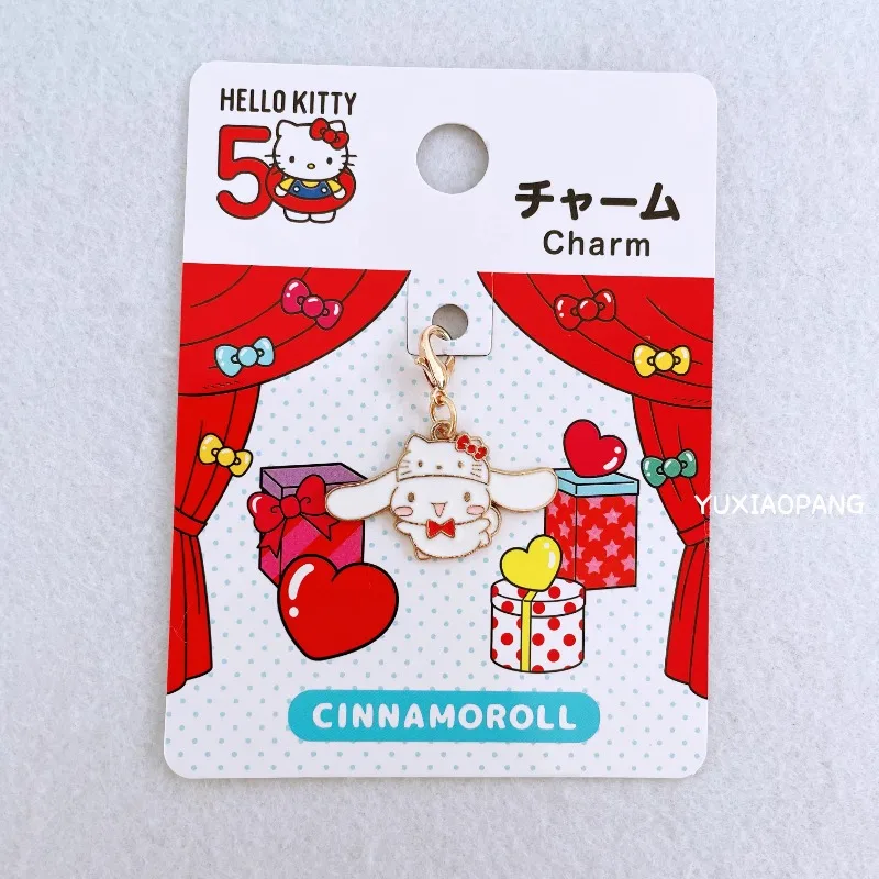 Colgante de personaje de Sanrio de Metal limitado de Kitty 50 aniversario, figuras de cierre de langosta de cabeza de cremallera, juguetes modelo, limitado de Japón