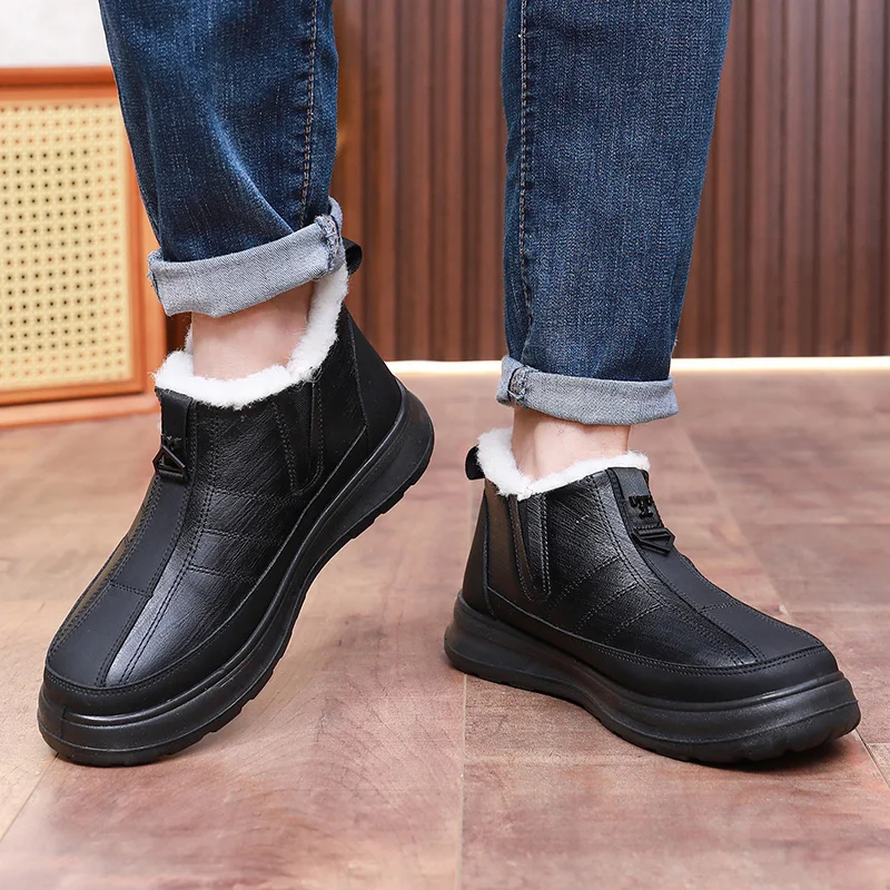أحذية رجالية قطنية جديدة لشتاء 2025 مضادة للانزلاق ونعل خارجي متين مريح عازل بارد ودافئ شحن مجاني للرجال