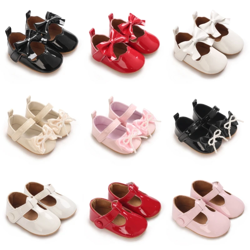 Spring And Summer Fashion Baby Girls' Headband Anti Kick Flat Shoes PU Leather Non Slip Sole Comfortable Baby Shoes