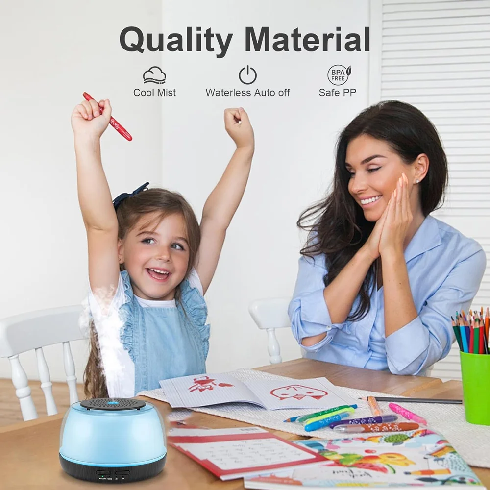 Diffuser Minyak Esensial 500ML - Humidifier Aromaterapi 8 Jam dengan Remote Control, Lampu LED 7 Warna, 4 Pengaturan Timer untuk Rumah