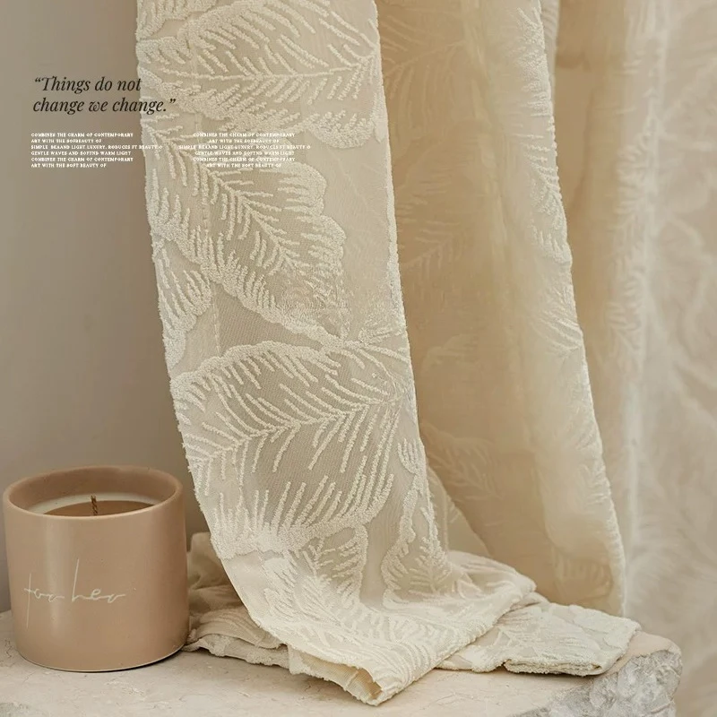 French Retro Romantic Gauze Curtain Velvet Curtain Light-proof Opaque Window Screen Living Room Balcony Light Luxury Decor Door