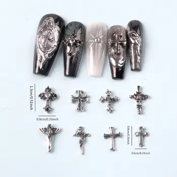 TSZS 50/包包 混搭龐克風3D復古十字架美甲飾品 混合形狀灰色十字架美甲飾品 指甲裝飾 10 最佳銷售 釘十字架吊墜 - №3