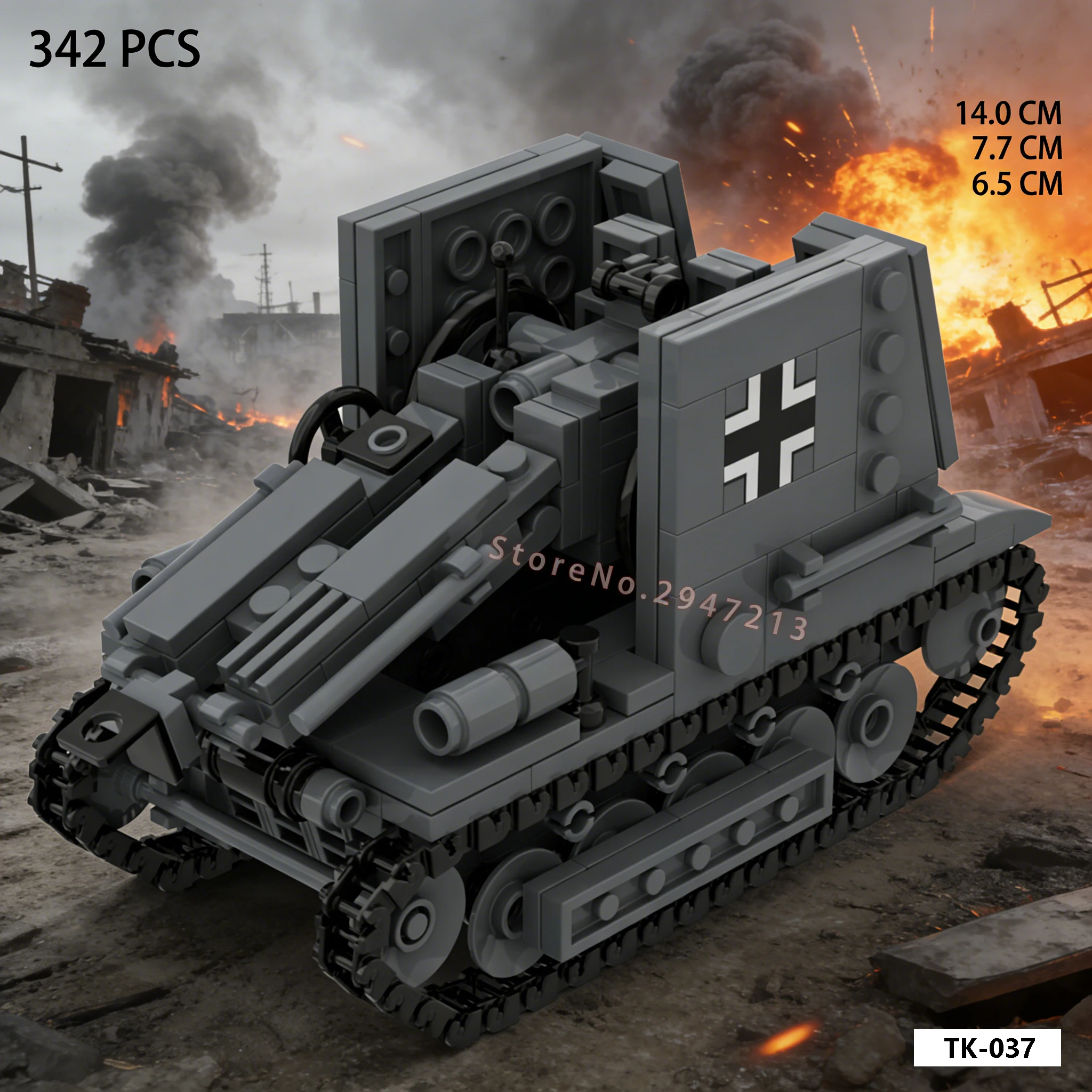 

hot WWII military German Army technical Blitz war Bison self-propelled artillery vehicle Block weapons equipment brick toys gift