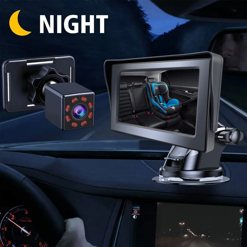 Cámara de visión trasera para bebé, espejo de coche ajustable para bebé, Monitor de visión nocturna infrarroja, regalo de pantalla, novedad