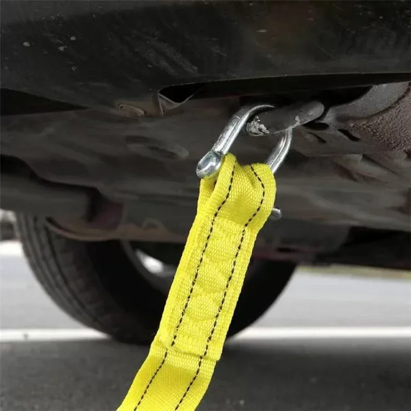 Safe Flexible Heavy Duty Towing Rope With U-Shaped Metal Hook Vehicle Rescue Camping Outdoor Emergency Towing Spare Parts