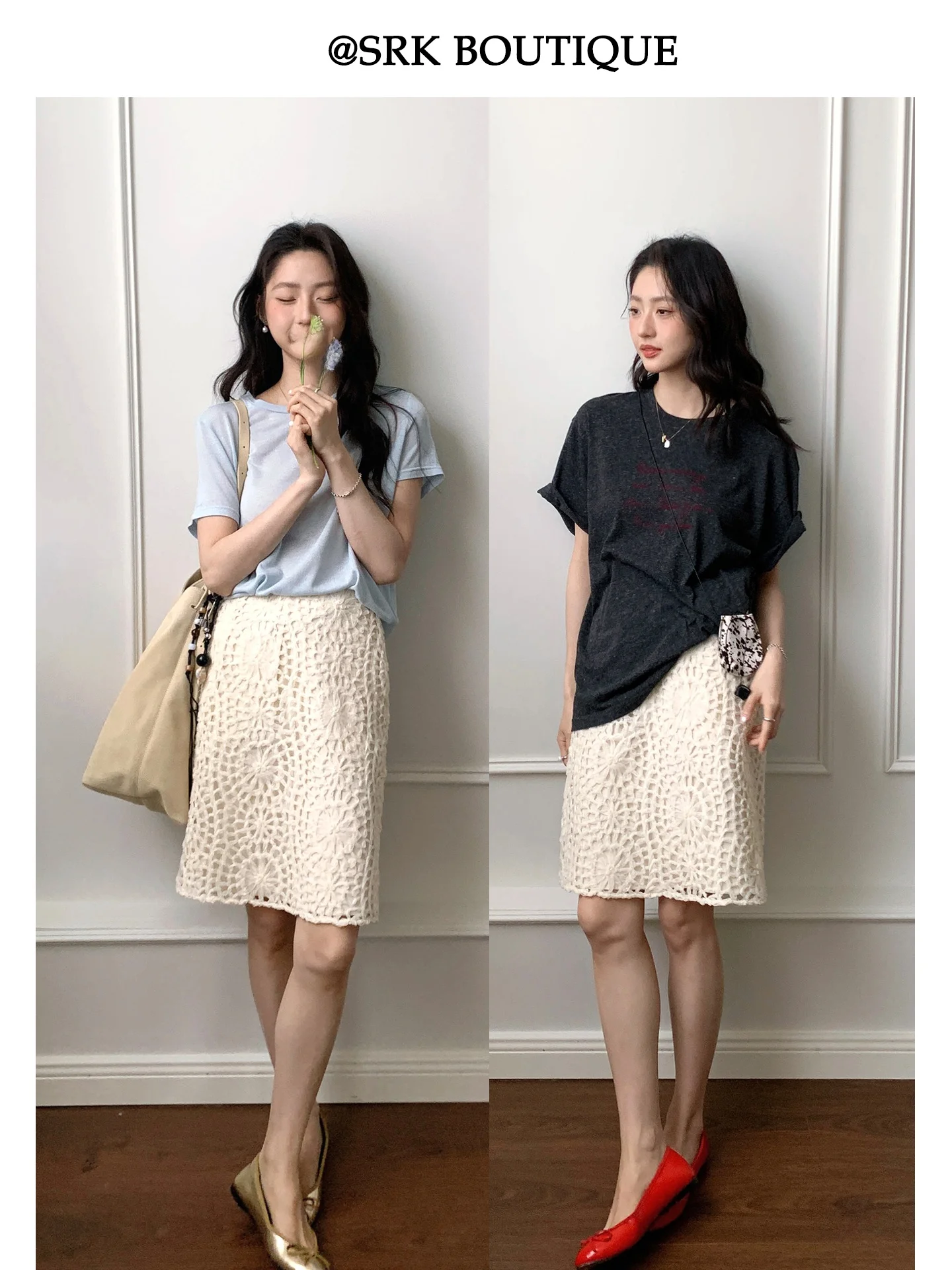 

Нежная юбка А-силуэта SRK с высокой талией, вышивкой, кружевом и 3D-цветами, из мягкой дышащей ткани, приятная для кожи, короткая юбка