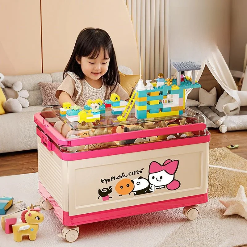 

Large Capacity Toy Storage Box Children's Doll Blocks Organizer Pull Rod Small Cart Clothes Snacks Books Storage Box