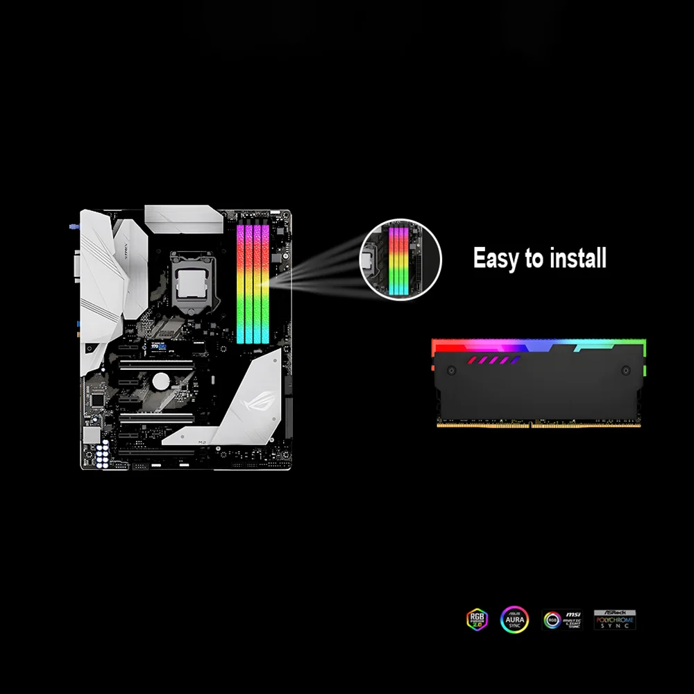 Desktop Computer Ram Heatsink ARGB DDR5 DDR4 DDR3 DDR2 Universal Memory Heat Sink Addressable Black / White 2 Pcs Pack