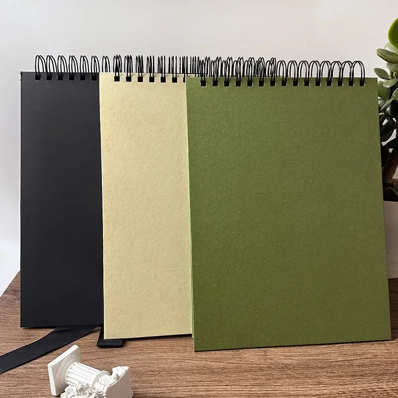 a4-black-yellow-card-book-50-sheets-green-card-paper-inner-page-coil-book-graffiti-photo-album-diy-black-sketchbook-notebook