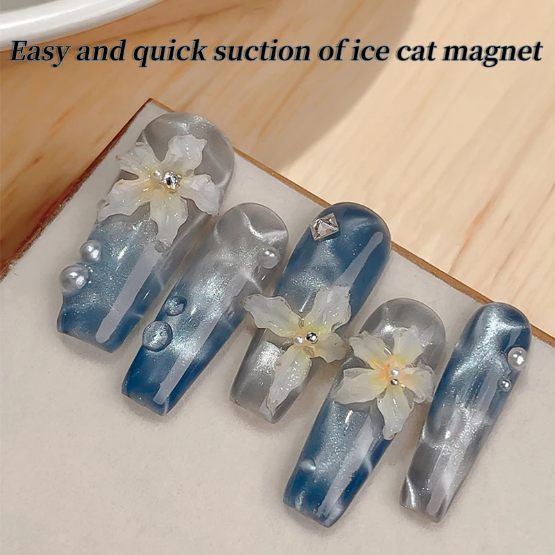 20Pcs/Set Round Magnet Beads Multi-function Nails Sparkling Flower Carving Cat Magnet For Gel Polish Disassemble Nail Art Tools