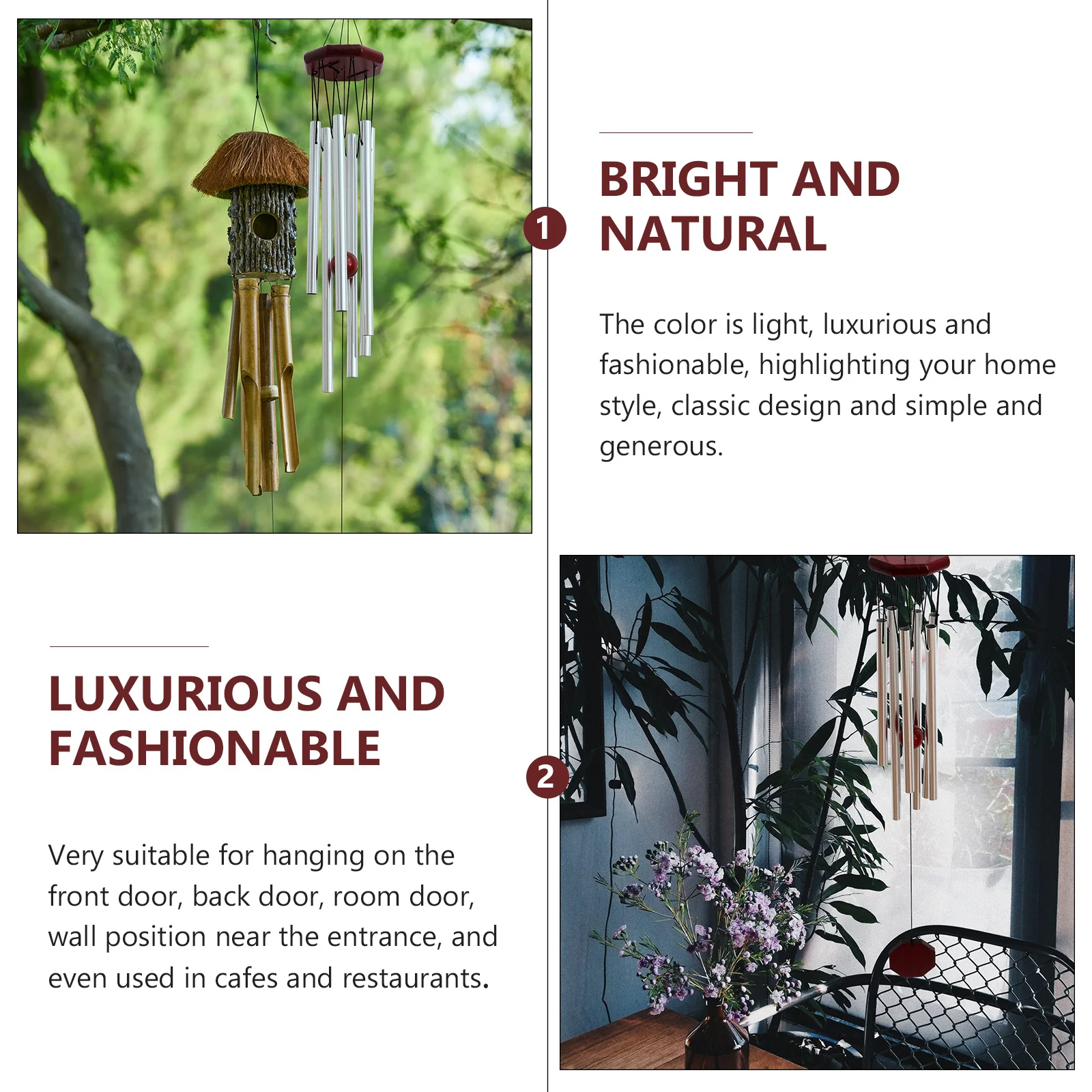 

1Pcs Red Wood Wind Chime Decorative Windbell Pendant Hanging Ornament for Garden Patio Balcony Yard Home Decoration