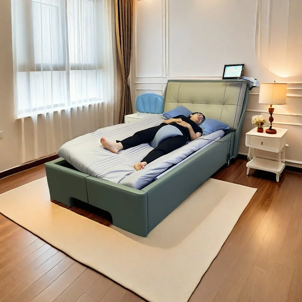 Luxury Edition Adjustable Home Care Bed with Automatic Monitoring and Turning Over Functions for Elderly and Bedridden People