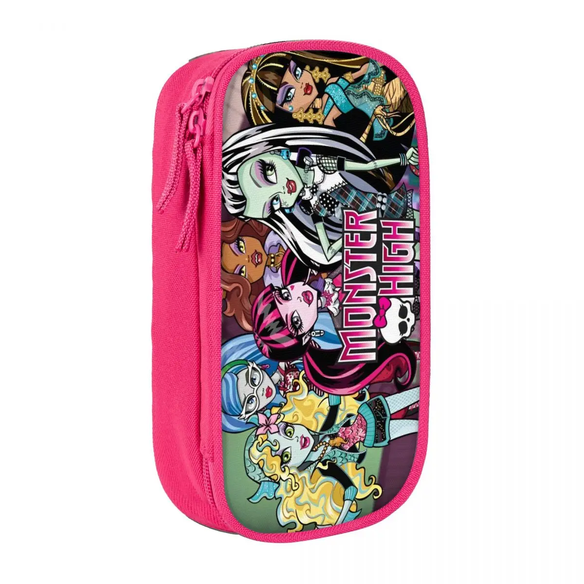 Monster High Character Pencil Case Big Pencil Box Kids Double Layer Fashion School Pencil Cases Graphic Stationery Organizer