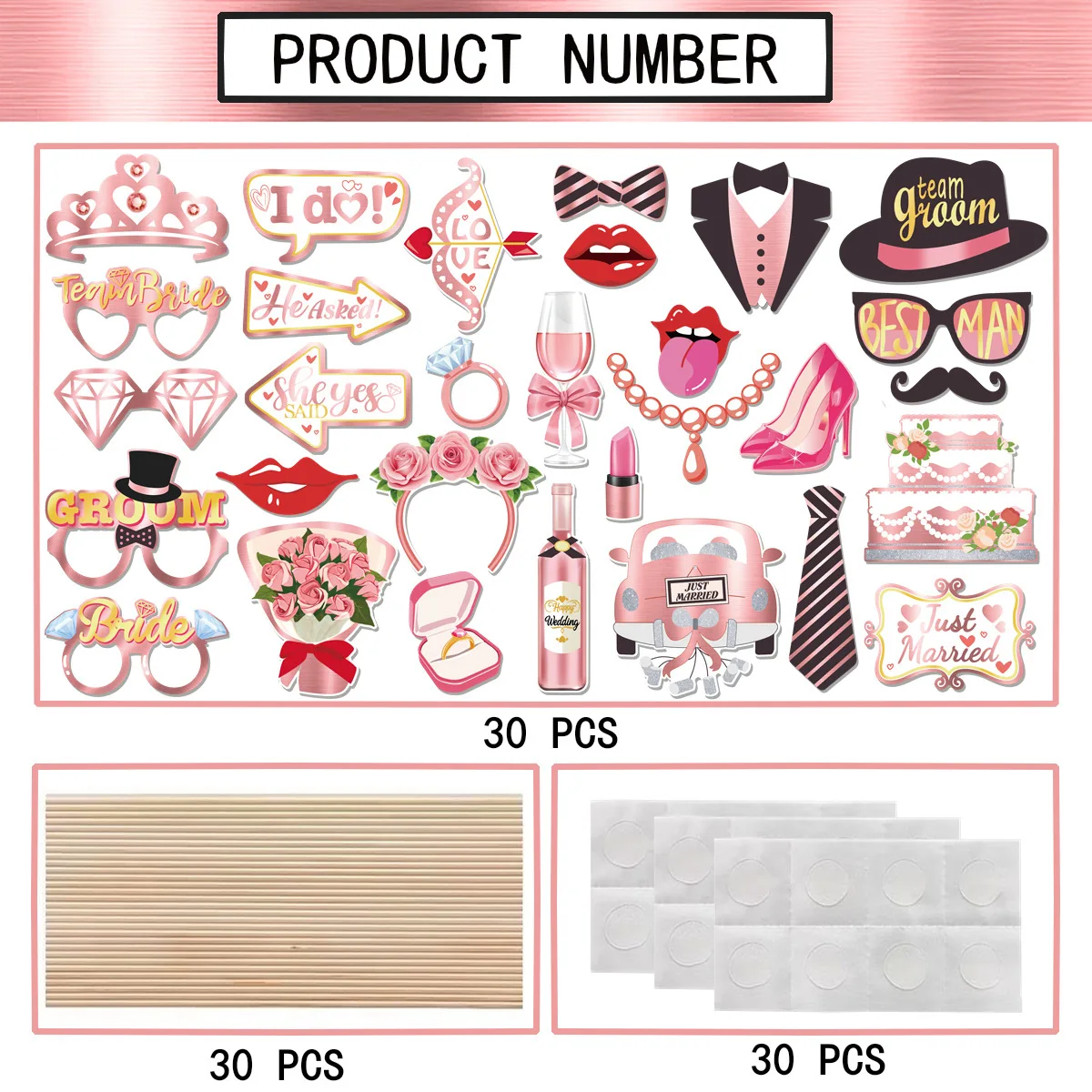 Wedding Funny Photo Booth Props Bride Groom Creative Party Shooting Decor Supplies - view 4