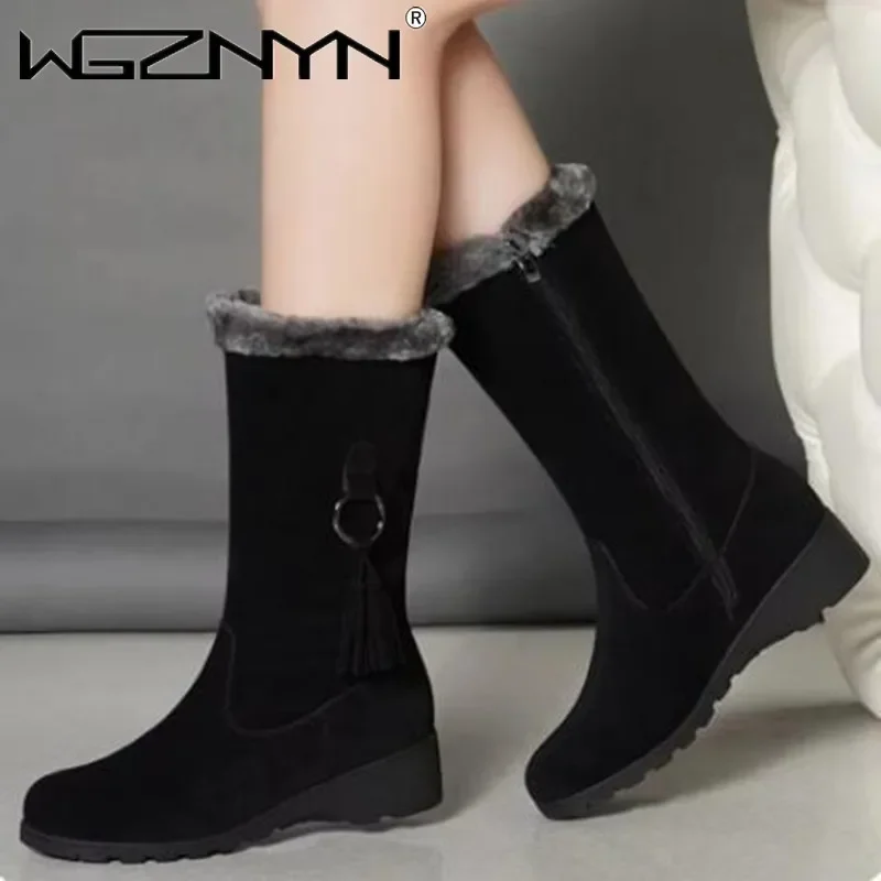 

Теплые высокие сапоги «Челси», женская новинка 2025, зимняя обувь, женские модные гладиаторские мотоциклетные плюшевые ботинки на плоской подошве, замшевые Zapatos Mujer