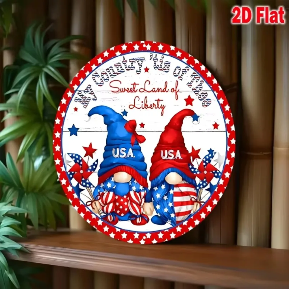 

Rustic Engraved with "My Country is a Land of Freedom" Inscription, Red White Blue Suitable for July 4th, Summer