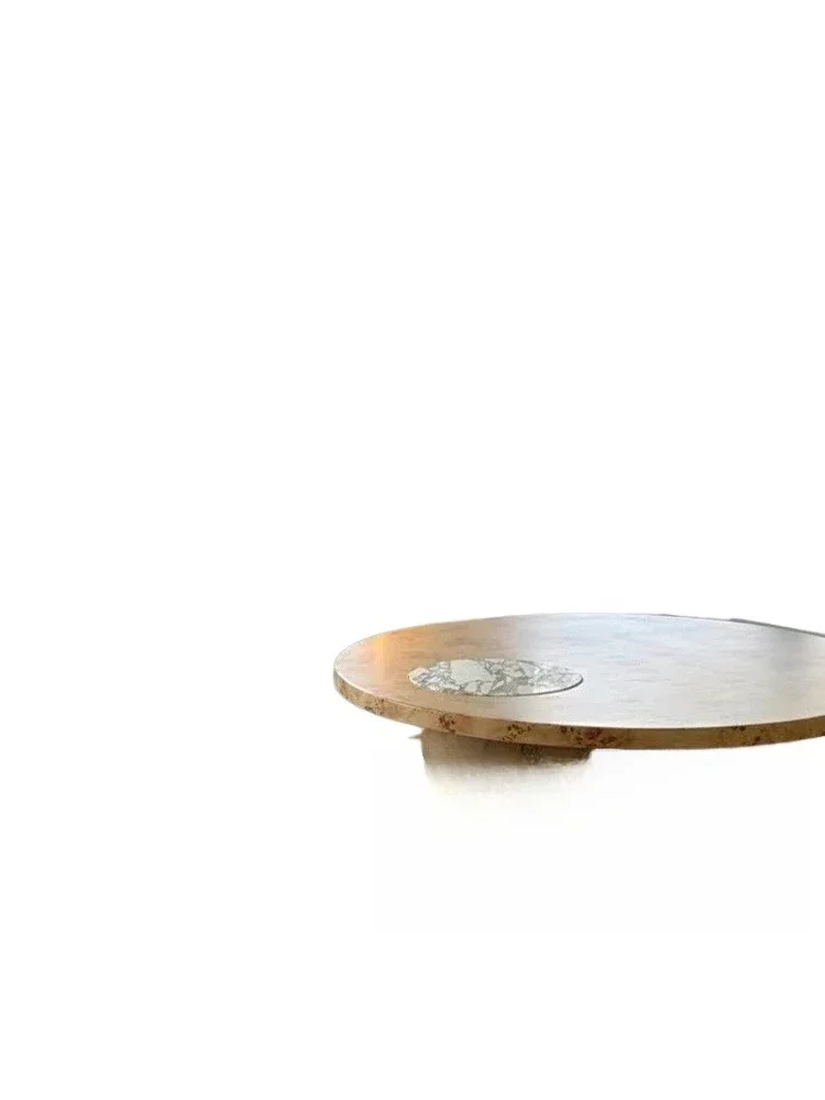 

Italian minimalist, rock slab round coffee table, light luxury and modern, high-end combination, solid wood tea table