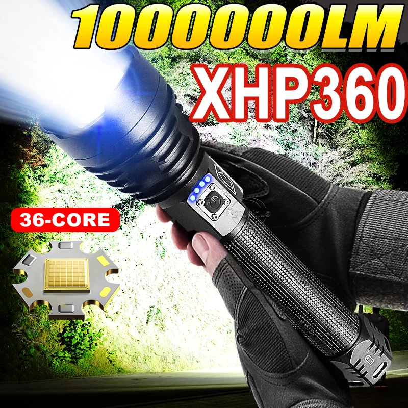 

XHP360 Most Powerful LED Flashlight USB Rechargeable Lamp 18650 Ultra Powerful Flashlight Tactical Lantern Camping Torch