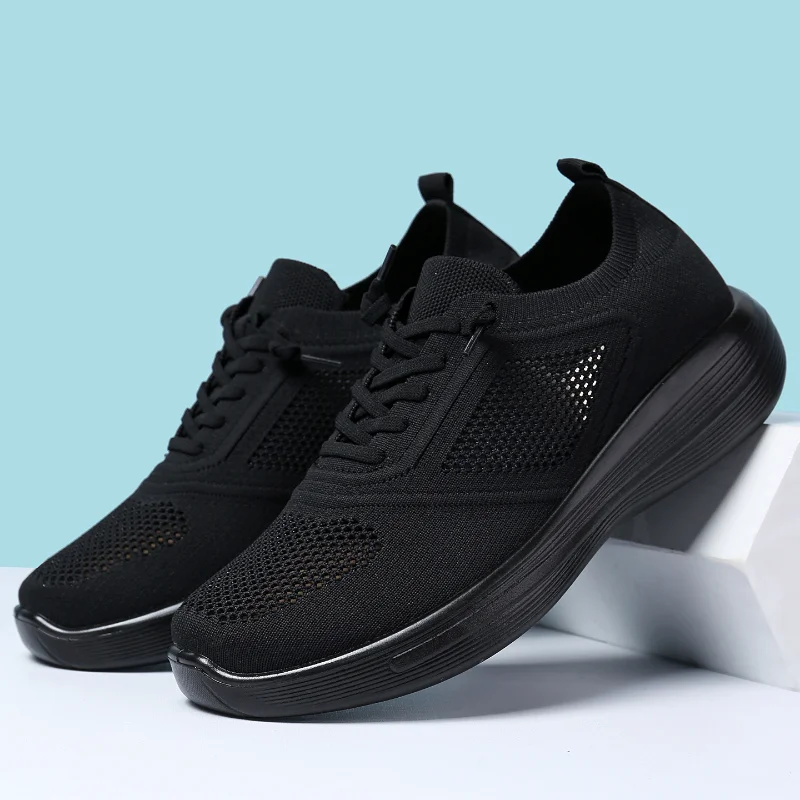 Men's Spring Summer Fly Woven Breathable Sneakers Lightweight Non Slip Wear Resistant Comfort Walking Casual Shoes