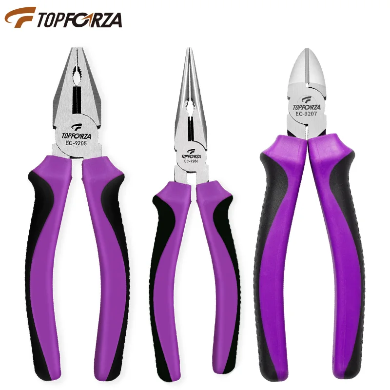 

Topforza CR-V Steel Wire Cutter Multifunction Combination Pliers Long Nose Nippers Side Cutters Professional Electrician Tools