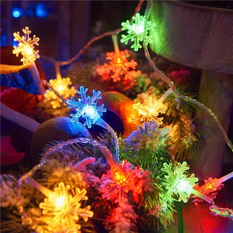 LED Christmas Snowflake Star Light Battery Box lampeggiante String Light Navidad Room 2024 capodanno fiaba luce decorativa