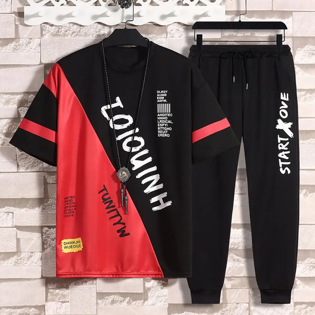 

Мужской спортивный комплект, мужская спортивная одежда, комплект спортивной одежды с футболкой с круглым вырезом и эластичным поясом, спортивные брюки, повседневные для активного отдыха в тренажерном зале