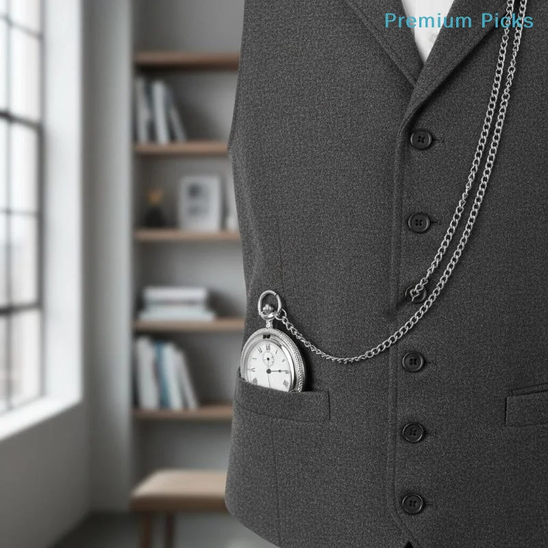 portableDouble Chain Pocket Watch Chain Curb Link Chain Clip Pocket Chain For Men And Women For Christmas And Father's Day Gift view 4