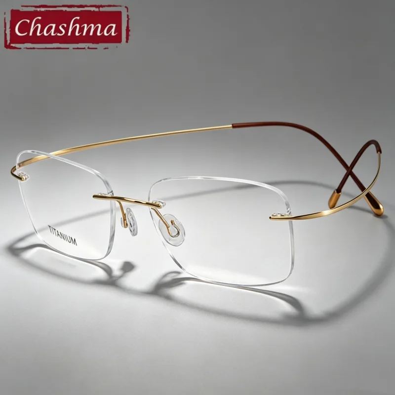 Chashma Men 2g Eyeglass Classic Design Light Optical Eyewear Rimless Pure Titanium Frame for Customize Gafas Frameless