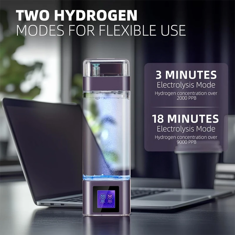 9000PPB الهيدروجين المياه المؤين الذكية لمس التحكم مولد الهيدروجين زجاجة قارورة 350 مللي الهيدروجين صانع المياه القلوية