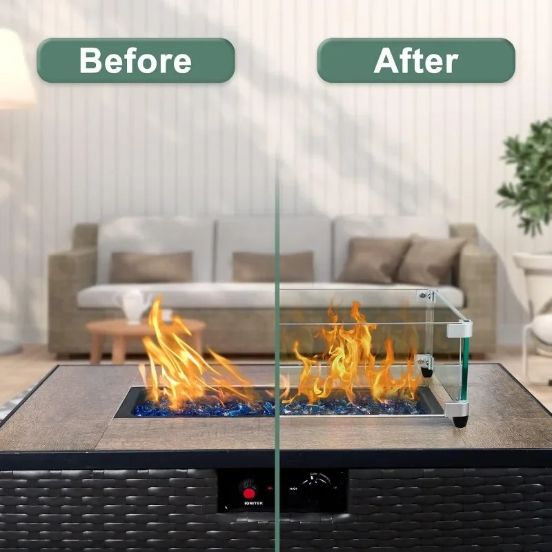 

Thick and Sturdy Tempered Glass Panel with Hard Aluminum41.5 x 11.5 Inch Glass Wind Guard for Rectangular Fire Pit Table