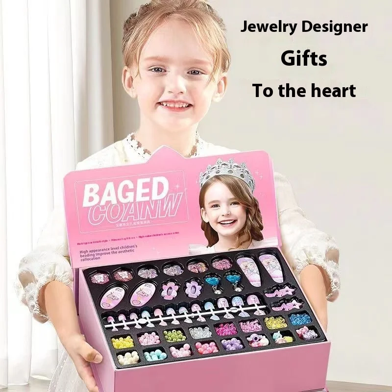 女の子のための手作りのビーズブレスレット,日曜大工のジュエリー素材,子供の屋内インタラクティブパズル,クリスマスと誕生日のギフト