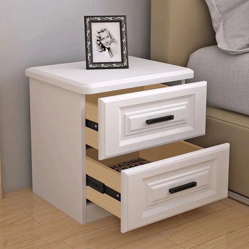 Solid wood bedside table, simple and modern white bedroom storage cabinet, small bedside cabinet