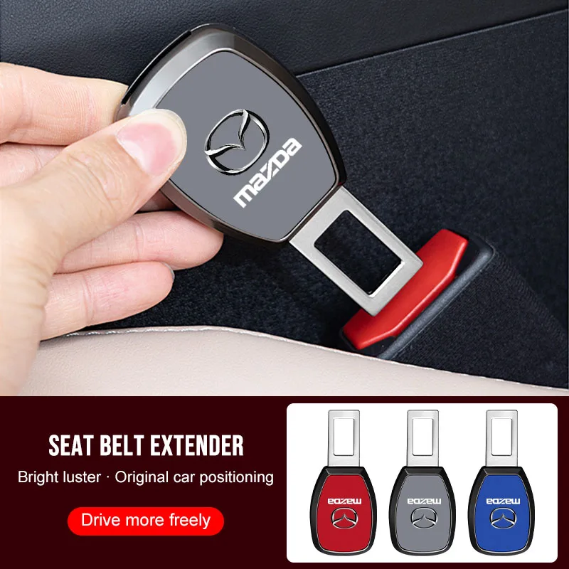 Car Metal Seat Belt Clip Extender Safety Seatbelt Lock Buckle for Mazda Atenza Axela MX30 MX5 RX8 RX7 CX30 CX3 CX9 Valve Stems