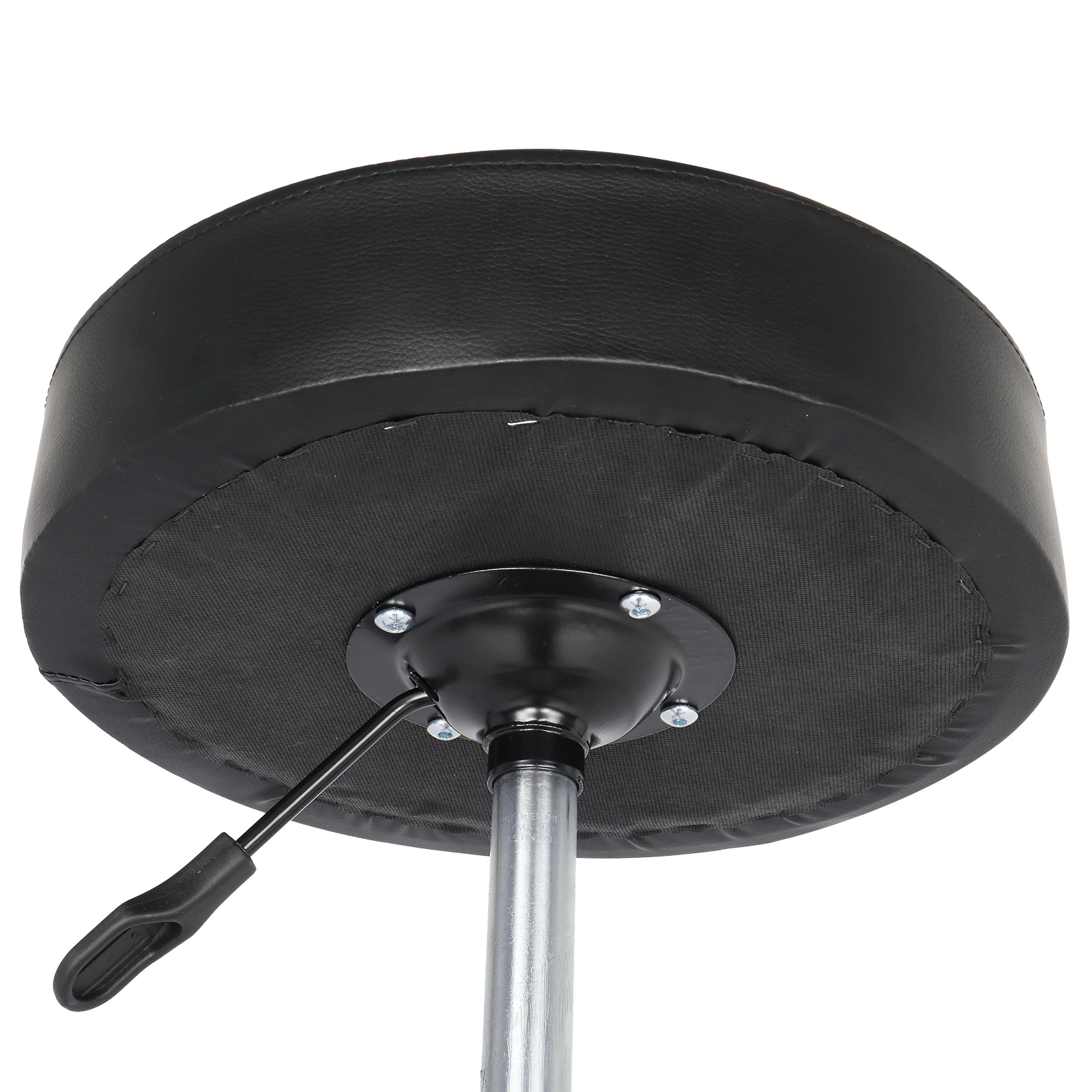 Semi PU Leather Nylon Wheel 300lbs Round Stool Plating Five-Star Feet Technician Stool Black