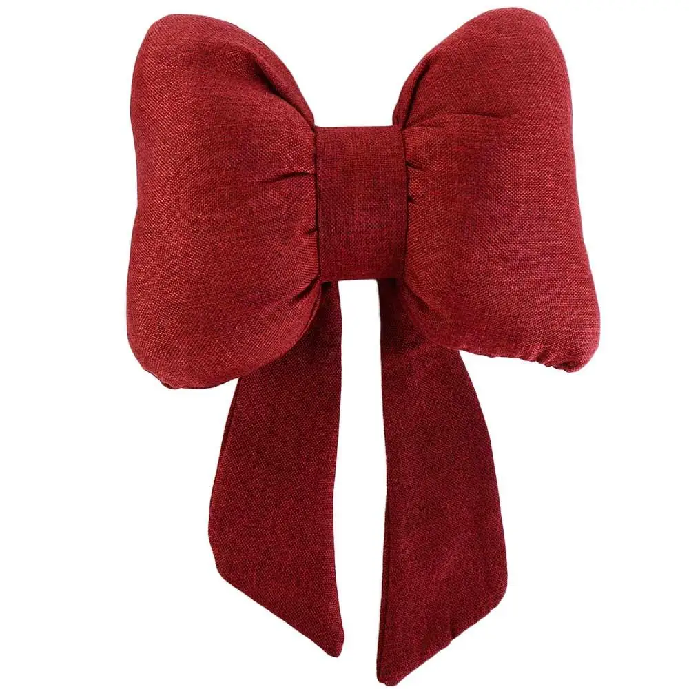 Ribbon Bow Linen Bow Car Headrest Linen Streamer Ribbon Bow Car Neck Pillow Ergonomic Brethable Car Interior Accessories